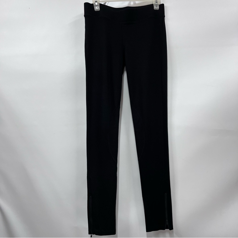 CAbi Black riding Leggings S elastic pull on w/Ankle Zipper #999